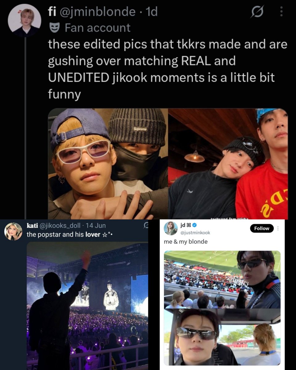 cigxberries's tweet photo. Someone tell them the first image is real and we didn’t need to pay Disney for it ...and why are they acting like their own breed didn’t crop tae out of pictures posted by both jk and tae themselves just to cope with their misery many times before?? 😭 https://t.co/oGq7Q3ijzd