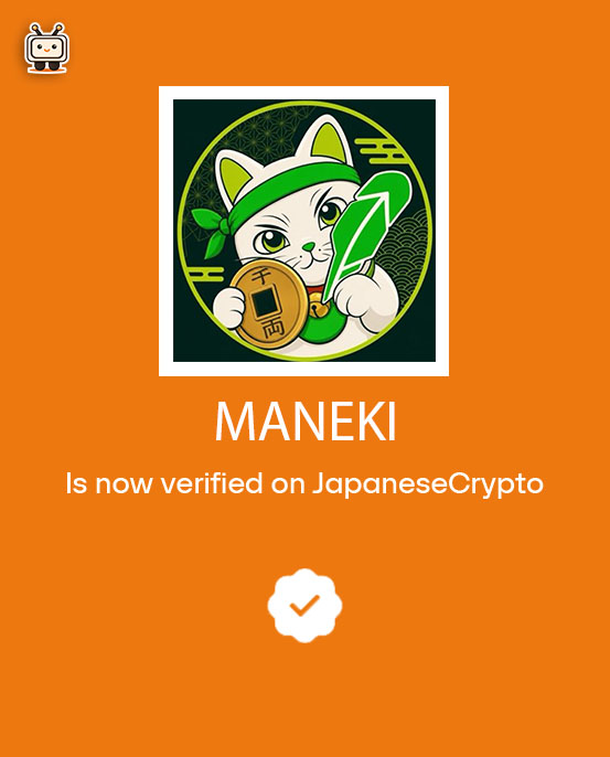 JapaneseCrypto's tweet photo. New Listing!  $MANEKI/ETH

#JapaneseCrypto is now available for trading @ManekiRH

More details here: https://t.co/i0kNLOF1f3 https://t.co/0nTHEErMLI