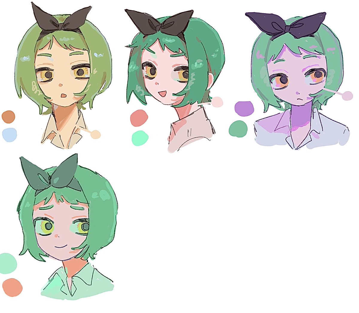 f_to_c_'s tweet photo. これは白色の設定に伴って他の固有色も変わるよなと思って描いたやつだけど、途中でよくわかんなくなってやめた😧 https://t.co/cJCChRwC07