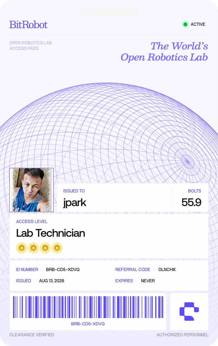 jparklbj's tweet photo. Been looking into the intersection of AI and robotics lately, and this is super interesting. @BitRobotNetwork just launched their rewards program—they’re building a decentralized network on @solana to accelerate Embodied AI research. 🤖

Backed by Fabric Ventures and Solana with $8M in funding, and co-developed with @frodobots and Protocol Labs.

Co-founder @micoolcho says they’re connecting robot fleets, devs, and AI models. Definitely one to watch!

The race to solve the AI data bottleneck is getting creative… Just looked into BitRobot, a crowdsourced robotics lab on Solana where you can teleoperate real sidewalk rovers to earn rewards. 🤖⚡️

If you want to get involved and start earning Bolts, here’s how to join:

1️⃣ Create your account & link your wallet
2️⃣ Connect Discord + Axis Robotics
3️⃣ Create your Access ID card
4️⃣ Start completing tasks to earn Bolts!

Check it out here: https://t.co/VOsb9nYxYr (Use code: OLNCHIK)

Always fascinated by how we're actually going to train the next gen of robots. BitRobot is crowdsourcing data for embodied AI, and they just teamed up with @axisrobotics . If you link your accounts, you can double dip on those 'Bolts' reward points. Pretty cool to see this ecosystem scaling up! 🔥🤖

https://t.co/LBZOpCiCKs