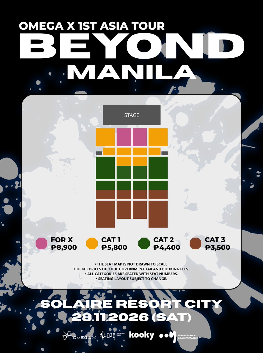 004asia's tweet photo. 🎟️ MANILA, THIS IS YOUR [BEYOND]!

Ready to see OMEGA X up close? 🇵🇭🖤
The official SEATING PLAN for OMEGA X 1st ASIA TOUR [BEYOND] in MANILA is finally here!

📅 28 November 2026
📍 Solaire Resort City https://t.co/GYl6BeWRAA