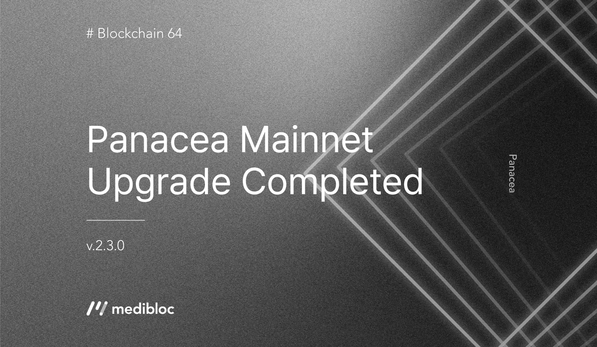 _MediBloc's tweet photo. 🚀 Panacea Mainnet Upgrade v2.3.0 is LIVE! 

The Panacea Chain upgrade is complete, bringing robust security &amp; seamless interoperability to our ecosystem! 🌐

🛠 Upgrades: Cosmos SDK v0.50 | CometBFT v0.38 | IBC-Go v8

📖 Details: https://t.co/EpsNX5aFuO

#MediBloc #MED #Panacea https://t.co/y5gctFj5oU