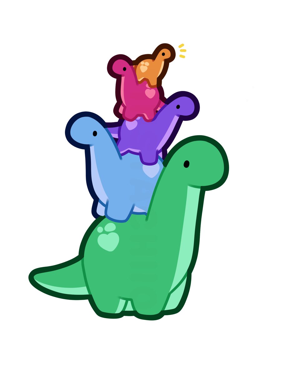 pinstachiio's tweet photo. Rainbow Dino stack! 💚🩵💜🩷🧡 https://t.co/WTY5mWFj7M