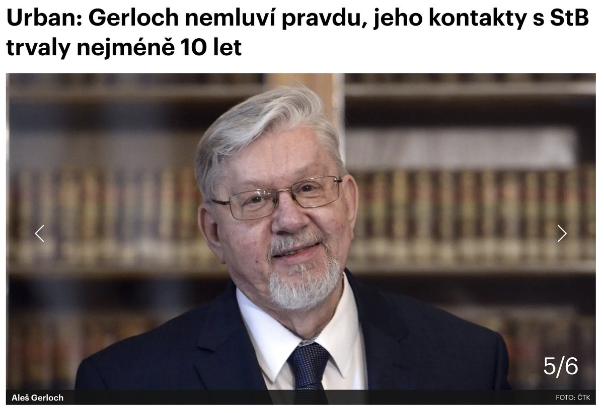 TGM_Projekt's tweet photo. "Pan Gerloch prokázal zajímavou ztrátu paměti ohledně svých kontaktů se Státní  bezpečností před listopadem 1989. Ze zveřejněných dokumentů lze snadno  vyčíst, že Aleš Gerloch se s orgány StB dobrovolně scházel už v době  studia a ochotně předával požadované informace, včetně osobních  charakteristik spolupracovníků na fakultě. Pokud tedy dnes tvrdí, že se s  StB setkal pouze dvakrát po své stáži ve Švýcarsku v roce 1983, nemluví  pravdu.
Pan  Gerloch zdůrazňuje, že má negativní lustrační osvědčení. V tom má  pravdu. Lustrační zákon totiž nezahrnoval kategorii dobrovolných  spolupracovníků StB, kteří jako členové KSČ v centrálních orgánech a na  vysokých školách měli poskytování informací tajné policii jaksi v náplni  práce. Nebylo proto nutné je jakýmkoliv způsobem zavazovat. Byli  označováni jako „poradce“ nebo „důvěrný pramen“.Definici najdeme už v první směrnici StB o práci s agenturou z roku 1948 Pomůcka administrativně - operační pro krajská velitelství státní bezpečnosti:  „Kromě stálých informátorů máme ještě kategorii příležitostných  a nevázaných pracovníků, které nepovažujeme za součást agenturní sítě.  Jsou to osoby, které nám vědomě a rády poskytují informace, jsou-li o to  požádány. Tyto osoby jsou velmi důležitým pramenem našich poznatků,  nejsou však v pevné závislosti StB služby. Nazýváme je 'poradci' nebo  'důvěrný pramen' (zkratka D)." Jan Urban pro Info Cz