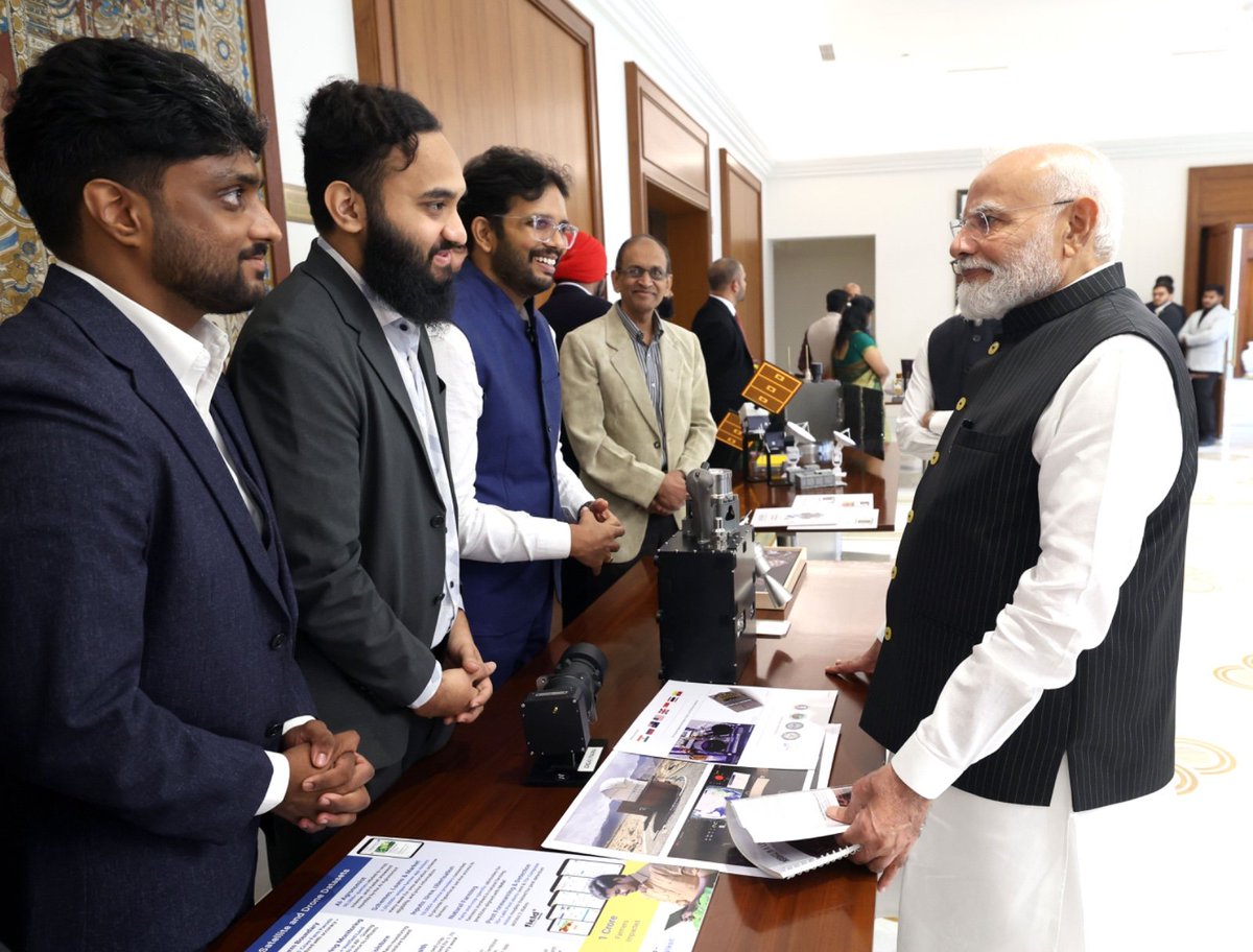 narendramodi's tweet photo. I also urged the StartUps to think about how space technology can contribute immensely to agriculture, livestock management, dairy, environment and many other areas that touch everyday lives. They can engage with Atal Tinkering Labs, spark curiosity among schoolchildren and inspire the next generation to participate in the space sector.

Our private space ecosystem can become a major force for India and for the world!