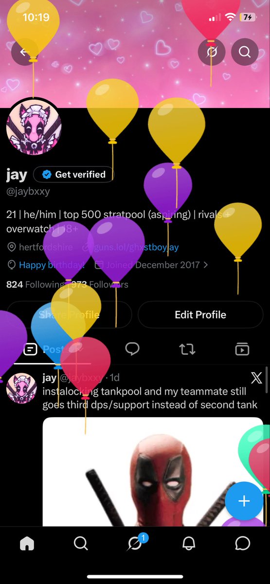 jaybxxy's tweet photo. oh em gee balloons https://t.co/PXB7YS35Hb