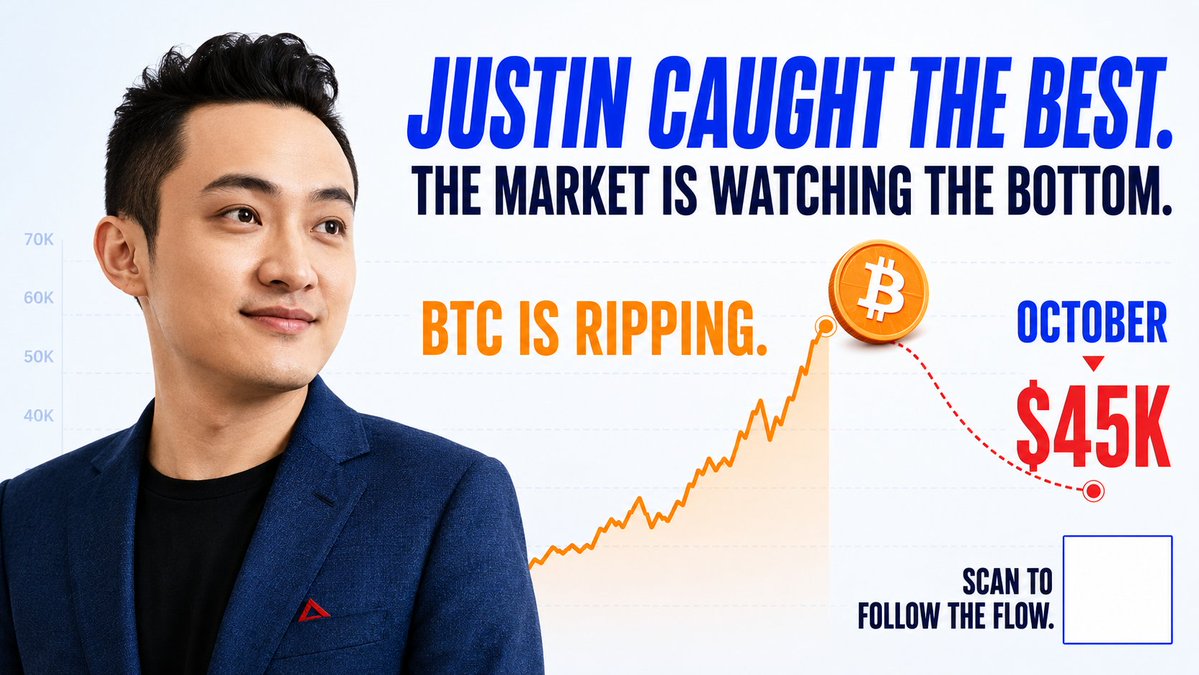 Ameliawang2014's tweet photo. @justinsuntron  caught the BEST. The market is watching the BOTTOM. BTC is ripping, yet October and $45K are still in the script. Hot markets make bearish cases easy to ignore. The useful signal is who moves first if a pullback starts. https://t.co/HoSWagVpkS