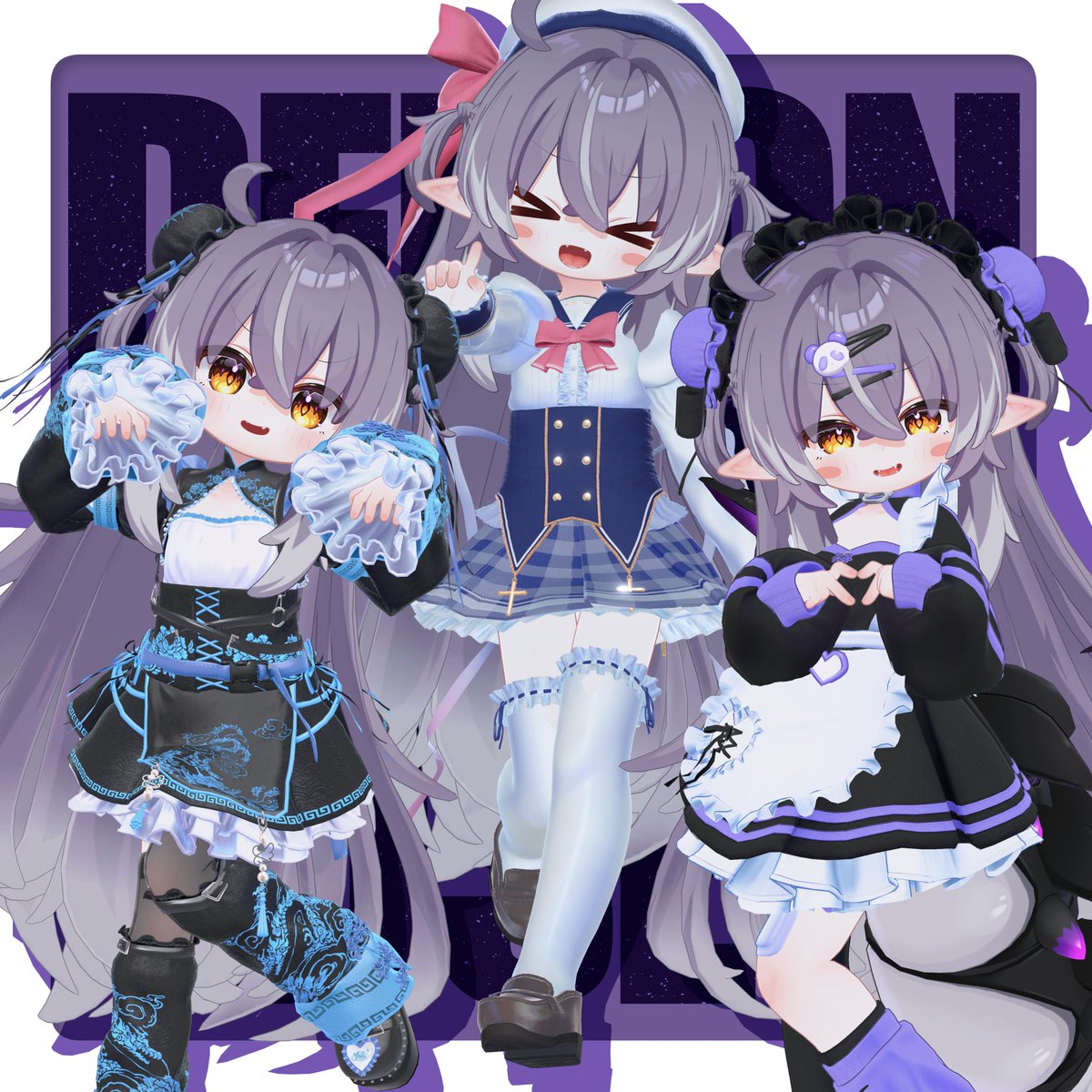 xIIIange__'s tweet photo. なりきり本舗様より発売のメルヴィちゃんに3点が対応しました～～！
記念して3点まとめてフルパックギフトのプレゼント企画を行います❕

🐉応募方法🐉 follow&amp;RP
💜応募期間💜 ∼8/23
🐉当選者数🐉 5名様
更に！引用RPにてメルヴィちゃんのVRC.unity写真投稿で当選率アップ💜
#メルヴィ3D #てんすり https://t.co/KIFf5PmKzu