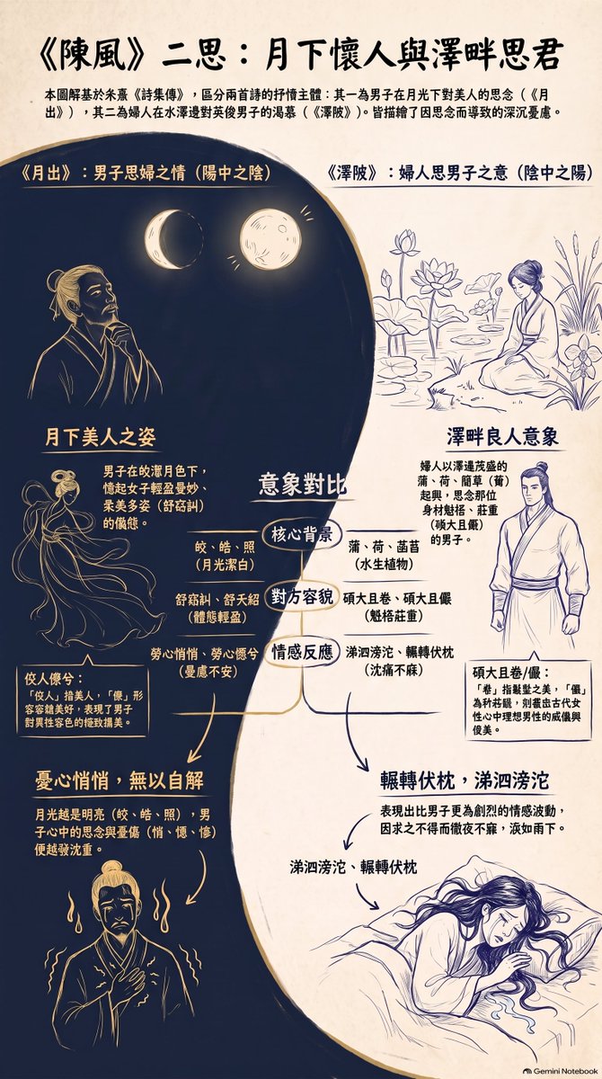 ionic_guan's tweet photo. #思無邪# 《詩經·陳風·澤陂》

彼澤之陂，有蒲與荷。
有美一人，傷如之何！
寤寐無爲，涕泗滂沱。

彼澤之陂，有蒲與蕑。
有美一人，碩大且卷。
寤寐無爲，中心悁悁。

彼澤之陂，有蒲菡萏。
有美一人，碩大且儼。
寤寐無爲，輾轉伏枕。 https://t.co/m6lD1o8Mdc