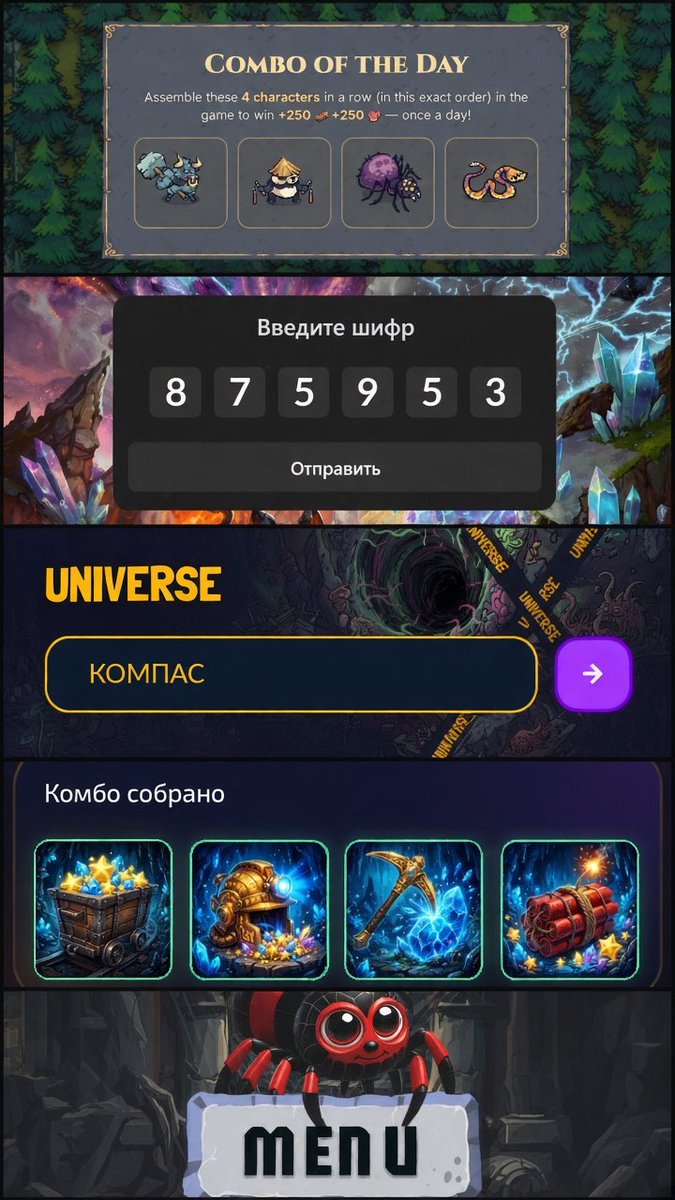 Cryptoruletka's tweet photo. #COMBO в таких проектах как:
💰#Gift Kombat
шифр: 875953                                       
💰#Tower токены TWR🪙
Вводим пароль 👉 MENU
💰#Universe — ответ на загадку 👉 компас
💰#PandaFIT — ответ👉 Arweave 
#GoldenMiner
#GrowTea #DoodlePlay #MemeMining-на скринах https://t.co/341UvGw3G1