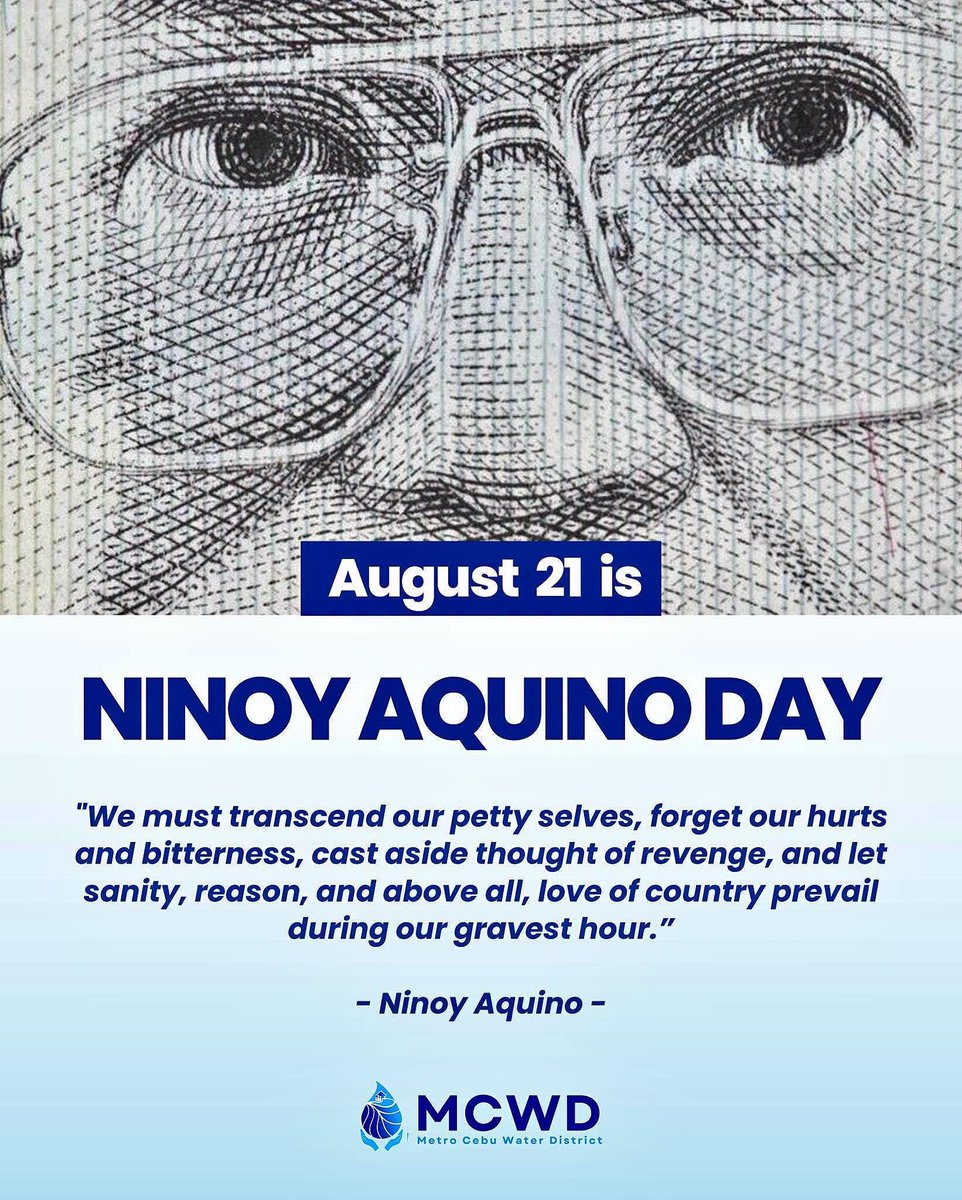 MetroCebuWD's tweet photo. "We must transcend our petty selves, forget our hurts and bitterness, cast aside thought of revenge, and let sanity, reason, and above all, love of country prevail during our gravest hour.”

- Ninoy Aquino https://t.co/LDH30P6Aol