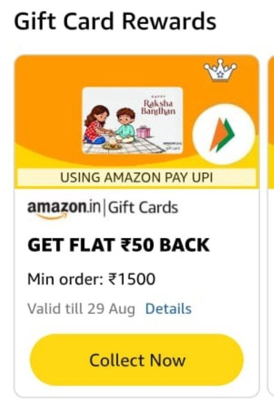 PlasticPaisa's tweet photo. 🔥 Amazon Gift Card Cashback Offer 🤩

Buy a Gift Card as per the offer T&amp;Cs using Amazon Pay UPI and get flat cashback 💰

🔴 Check your Amazon account — the offer appears to be available for many users.

#ccgeeks https://t.co/1023pSOcXC