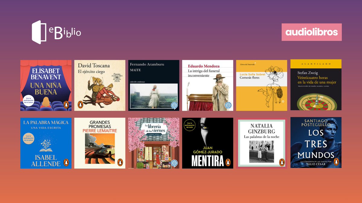 librolecturagob's tweet photo. 📚Los libros también se escuchan 🎧 ¡Nuevos audiolibros en #eBiblio! Historias para escuchar mientras paseas, cocinas, viajas, haces deporte… o simplemente te relajas. 
👉 Descubre los nuevos títulos en https://t.co/NiBRyUPf5W y en la app 💻📲 https://t.co/iTE6U25W0J