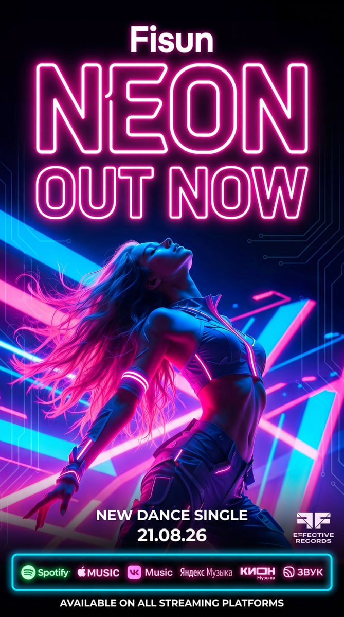 DJFisun's tweet photo. ⚡️ ПРЕМЬЕРА!
Новый танцевальный бэнгер Fisun — Neon уже в сети! 
Жми на ссылку и врубай на максимум 🔥
👇
https://t.co/VqseDDyu5l https://t.co/xpDQhZkPu1