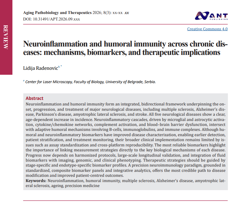 APTjournalOA's tweet photo. 🗣️Call for reading and sharing    
Neuroinflammation and humoral immunity across chronic diseases: mechanisms, biomarkers, and therapeutic implicationsNeuroinflammation and humoral immunity across chronic diseases: mechanisms, biomarkers, and therapeutic implications https://t.co/BIepN9SFcr