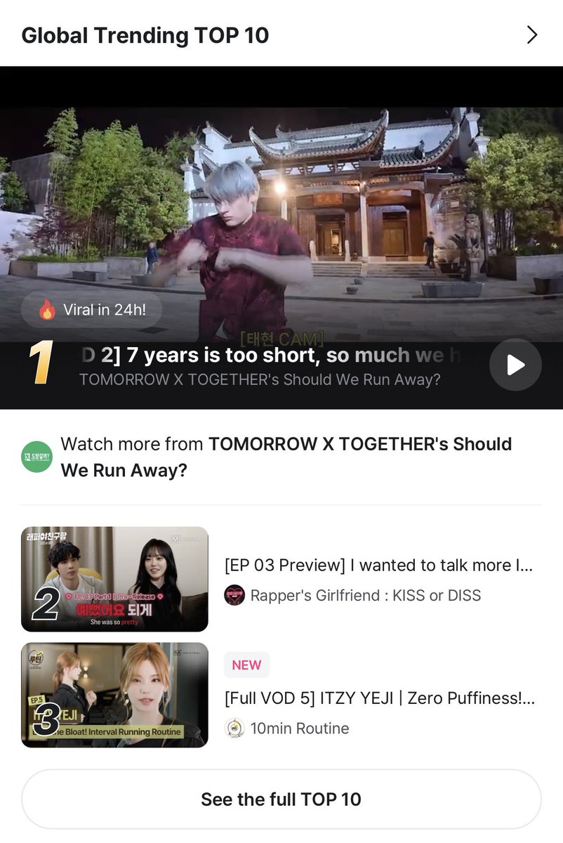 yeji_midzyfury's tweet photo. YEJI EPISODE THAT WAS OUT IN THE PAST HOUR IS ALREADY NUMBER ONE IN
[YZKZ Global Trending TOP 10 ] 
AND AT NUMBER 3 [Global Trending TOP 10] 😳❤️‍🔥 https://t.co/Yzt9rbVGT9