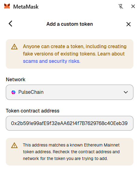 HexTrue's tweet photo. Dear @MetaMaskSupport team,

I can’t add my preferred coin $HEX to my wallet on PulseChain. It would be so great if you could fix this issue.

Thanks in advance ❤️ https://t.co/QbIcCCIfWN