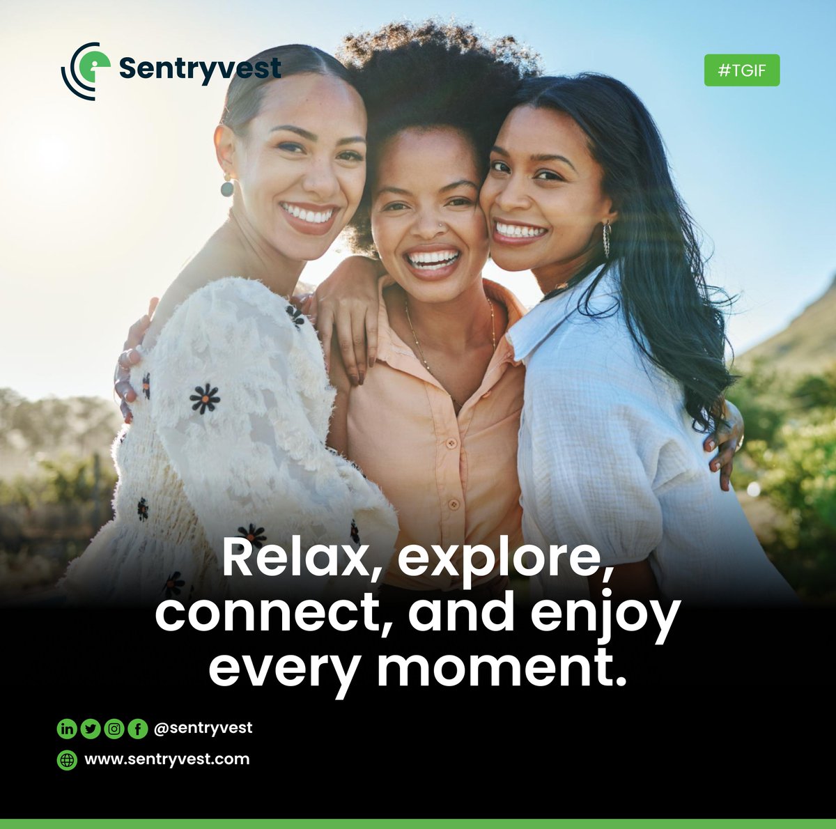 sentryvest's tweet photo. Thank God It's Friday! ๐
The weekend is here! Take a breather, spend time with your people and enjoy the moments that money canโt buy. Sometimes, the best investment is simply making memories. โค๏ธ
#TGIF #FridayVibes #WeekendMood #CreateMemories #Sentryvest https://t.co/LnBY9vFlmh