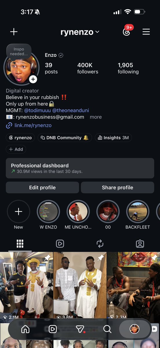 rynenzo's tweet photo. W 400k man, this summer was so crazy, God really showed up. We Dey pray E dey show. W EL-ROI 🙏🏾❤️ I’m so grateful, shoutout to DNB🦖 for all the support over the years 🥹 https://t.co/PTztyyYtkd