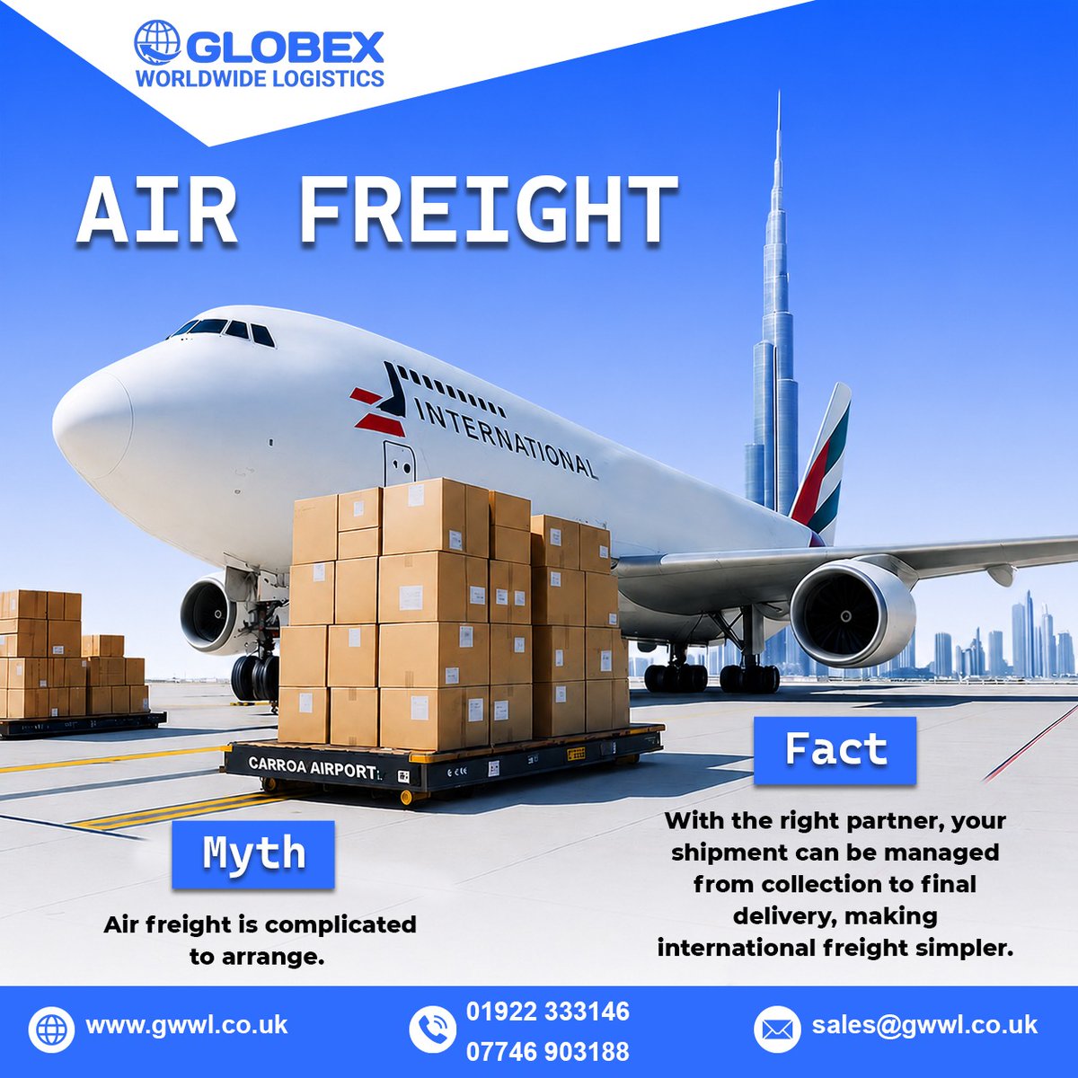 worldwide89776's tweet photo. ✈️ Air freight doesn't have to be complicated.

With the right logistics partner, your shipment can be managed from collection to final delivery.

🌍 Globex Worldwide Logistics
📞 01922 333146 | 07746 903188
📧 sales@gwwl.co.uk
🌐 https://t.co/YvQ1t7MfZ3
#AirFreight #Logistics https://t.co/C4DzxvdXET
