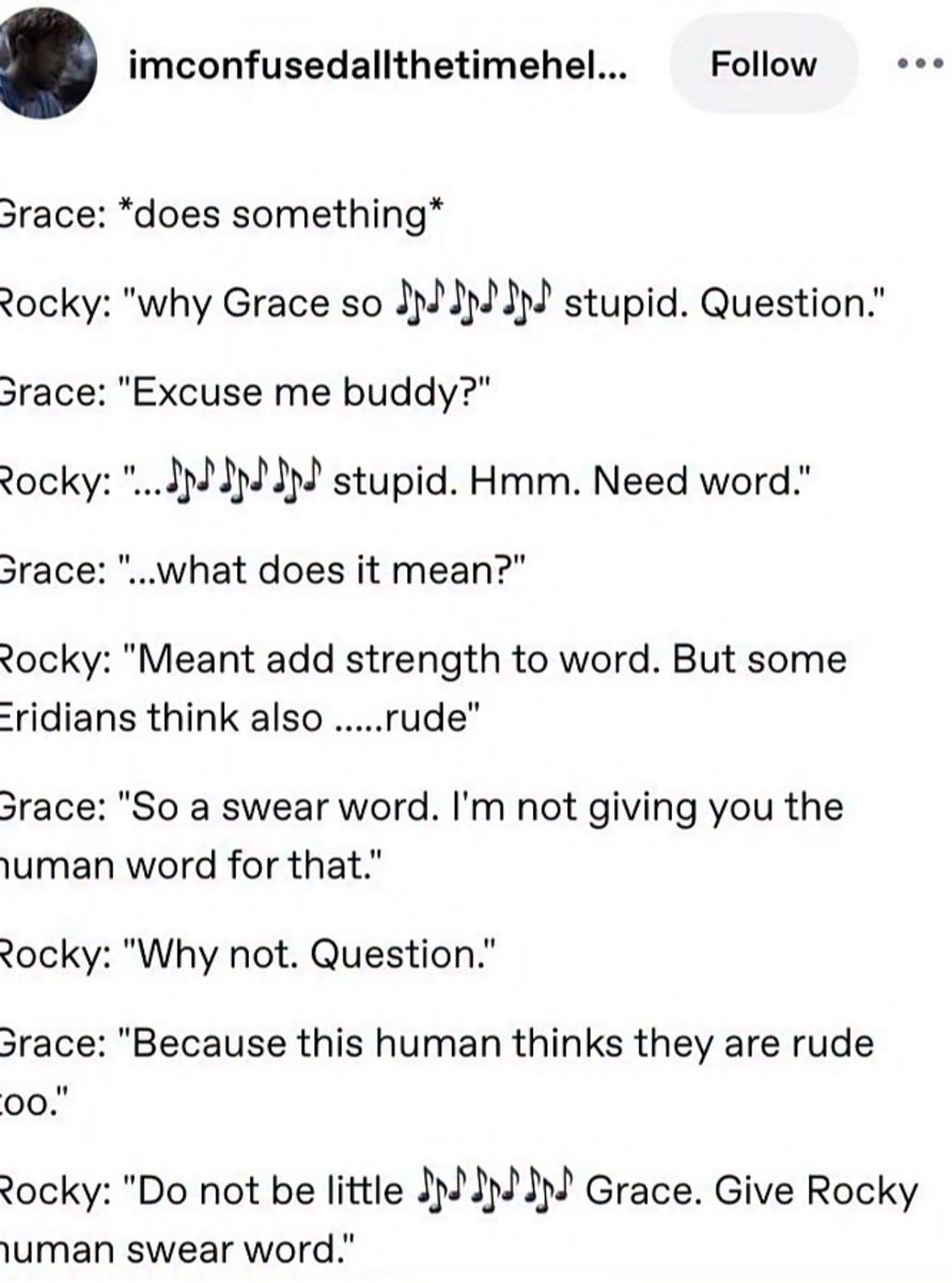 __tls123's tweet photo. missing project hail mary wbu

i miss grace and rocky https://t.co/m5QUwSU7vM