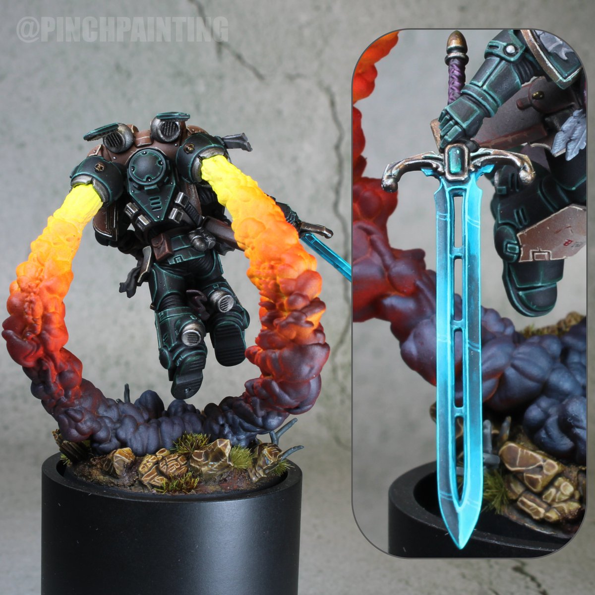 PinchPainting's tweet photo. Two more vanguard vets done! #warhammer #40k #warhammer40k #warhammercommunity #paintcultist #darkangels https://t.co/AgffpuJ7uN