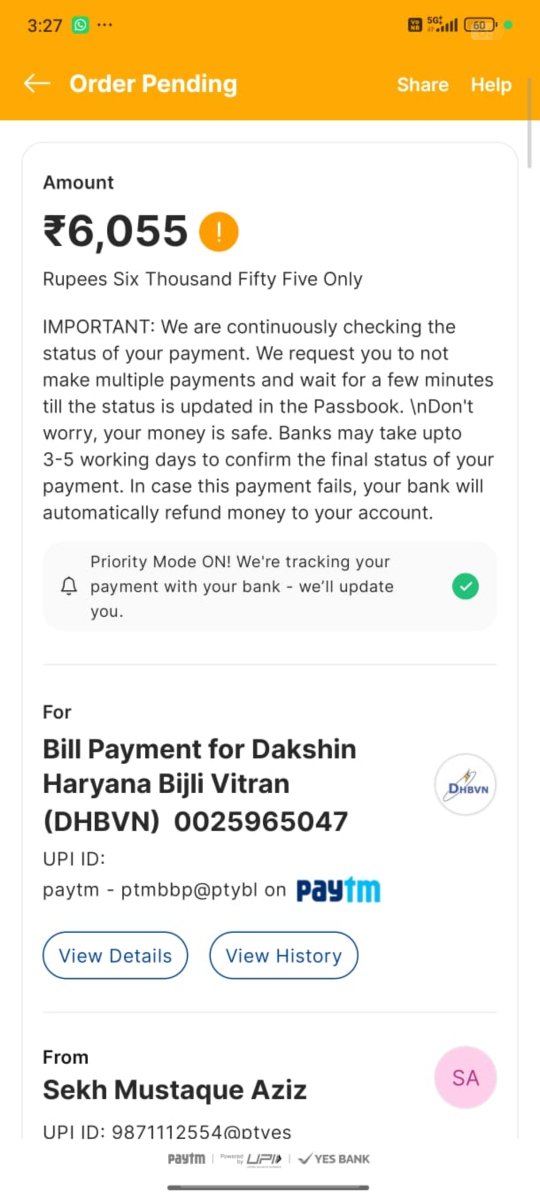 taher167's tweet photo. @1912dhbvn @DHBVNL @Paytm @Paytmcare @Paytmcare @pnbindia @1912dhbvn It has been two days, and the money has not yet been refunded. I request that the refund be processed as soon as possible. https://t.co/qLAyKpSndb