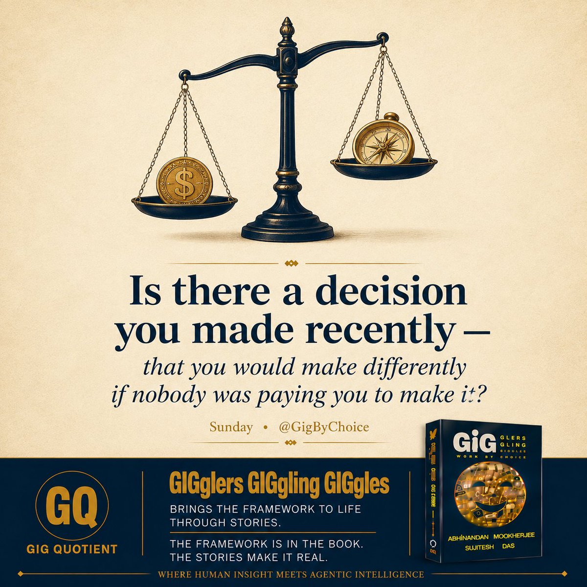 GigByChoice's tweet photo. Is there a decision you'd make differently — if nobody was paying you to make it?

#GigByChoice https://t.co/pFl8vWGaMW