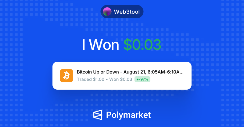 Web3_tool's tweet photo. I just won $0.03 on @Polymarket!

Join me and put your money where your mouth is: https://t.co/KPn8bt5kMr https://t.co/HzQhKrrLPA