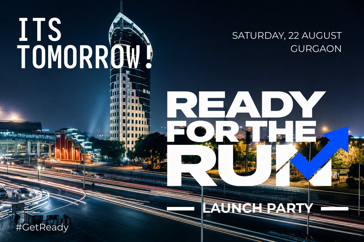 Shaanush's tweet photo. ✳️ 𝗜𝘁'𝘀 T𝗼𝗺𝗼𝗿𝗿𝗼𝘄!

Not just a Launch Party - the launch of a movement.

𝗥𝗲𝗮𝗱𝘆 𝗳𝗼𝗿 𝘁𝗵𝗲 𝗥𝘂𝗻 is India's first Community #Intelligence Circuit - by the #community, for the community. No panels, no keynotes, no product demos.

Just real conversations on where #AI & #Web3 are headed next - & how should we use this intelligence & prepare our way head!!

🔅 Gurgaon. Saturday, 22 August.
🔅 Register: https://t.co/4MiAlXqKli

#GetReady #ReadyForTheRun
