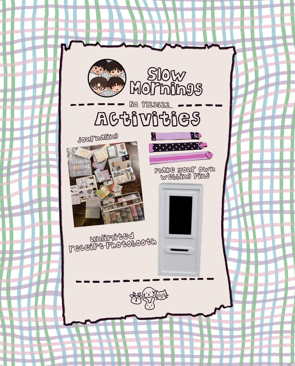 1123522_'s tweet photo. ✨𝗔 𝗙𝗘𝗪 𝗟𝗜𝗧𝗧𝗟𝗘 𝗔𝗖𝗧𝗜𝗩𝗜𝗧𝗜𝗘𝗦 𝗔𝗪𝗔𝗜𝗧 𝗬𝗢𝗨!

We’ve prepared some materials for journaling, creating your own webbing pins, plus our receipt-style photobooth for you to enjoy! 

Feel free to bring your own journaling supplies too. See you soon! https://t.co/gaPceR2xsd