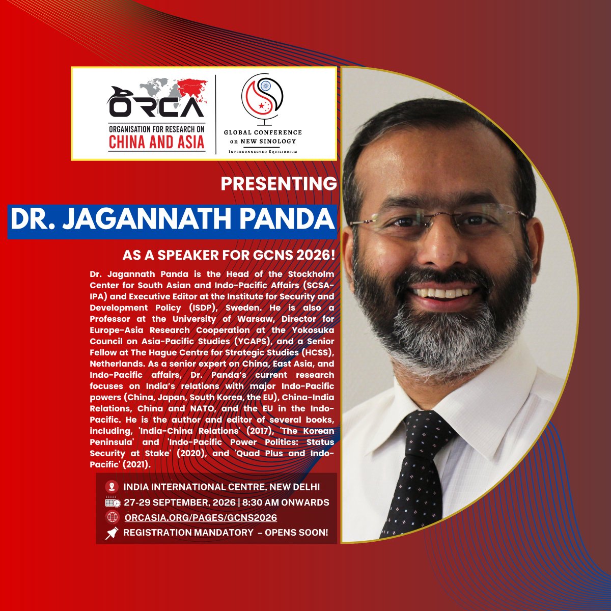 GCNS_ORCA's tweet photo. 🚨We are pleased to welcome Dr. @jppjagannath1 of @ISDP_Sweden as a speaker at @ORCA_India’s #GCNS26!

Learn more about his talk this September here:

🔗https://t.co/ER0eAaNyXB https://t.co/pGqITNTZN4