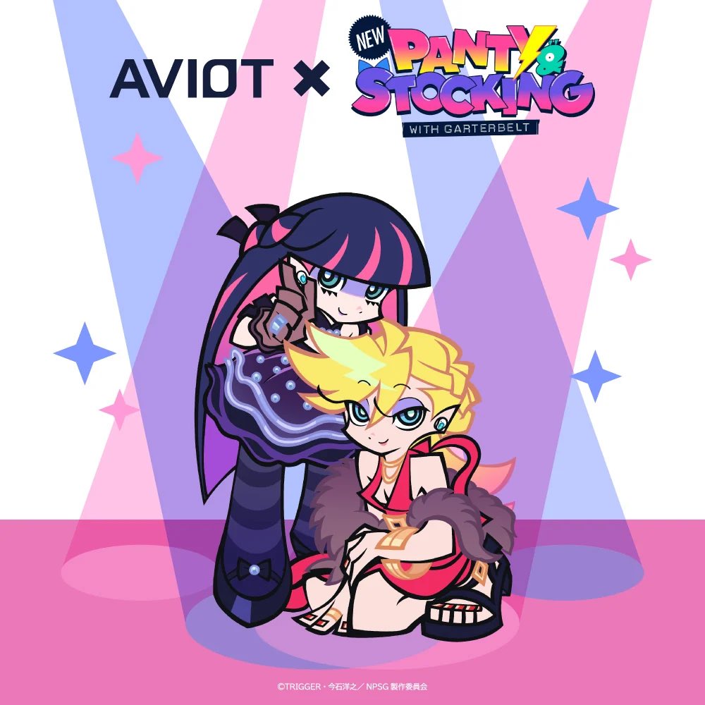 trigger_inc's tweet photo. 【お知らせ📢】
本日、8月21日(金)より予約開始‼️

“ AVIOT × #Newパンスト”によるコラボイヤホンの発売が決定⚡️

こちらのパッケージイラストは、イラストレーター そのさんに描き下ろして頂きました！

パンスト姉妹はもちろん、悪魔姉妹やブリーフ、ガーターベルトの音声含め計250種類以上のボイスをこのイヤホンのためだけに新録！

商品の詳細&ご予約はコチラから✅
https://t.co/xaAXGP5DsJ

ぜひチェック宜しくお願いいたします🪽

#NewPSG