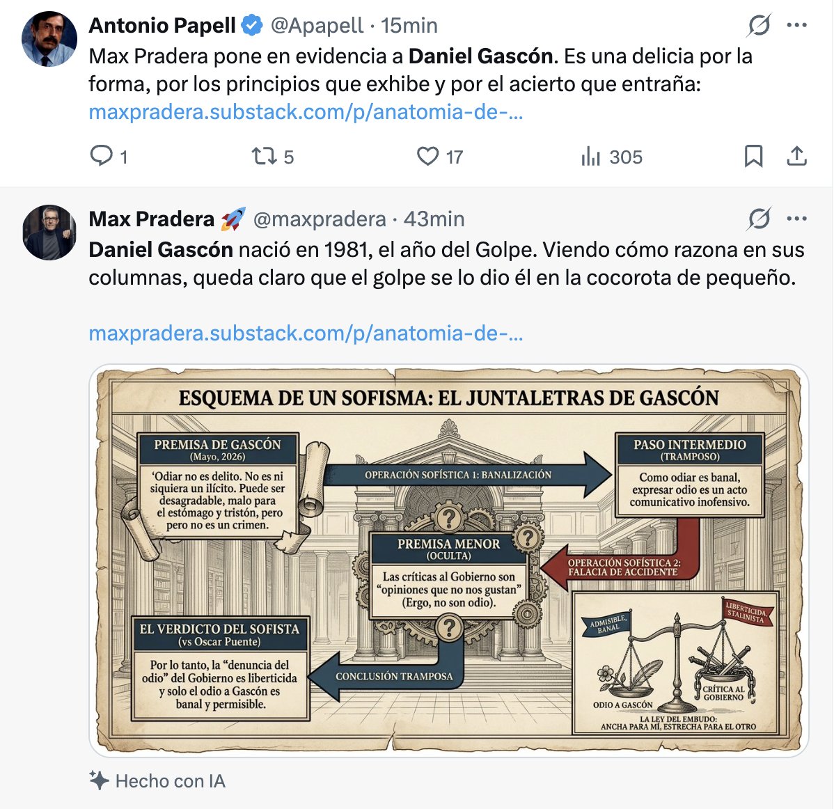 juansotoivars's tweet photo. Salta el ministro Puente a llamar plumilla a Daniel Gascón por una columna que le critica, y mira qué disciplinados y puntuales vienen luego los esbirros. https://t.co/uL09VpM4qM
