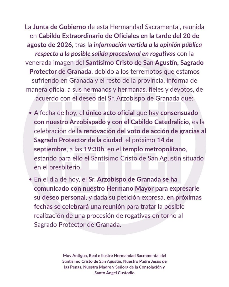 LlamadorGranada's tweet photo. @XtodeSanAgustin analizará la propuesta de @jmgilt para la procesión de rogativas del Sagrado Protector de #Granada por los #terremotos https://t.co/uWj4XsL0y4