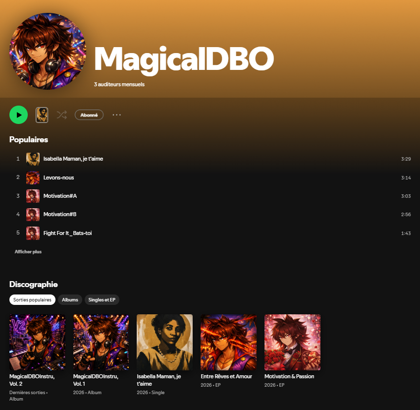 MagicalDBO's tweet photo. Spotify

All my released music is available on Spotify.

It’s mostly Zouk music for now, but tracks in other genres are coming soon.

Personally, I enjoy all kinds of music, so there will be something for everyone.

Feel free to check them out.

Thanks!

https://t.co/HW2V0Aqcax https://t.co/SLdqAvKmBE
