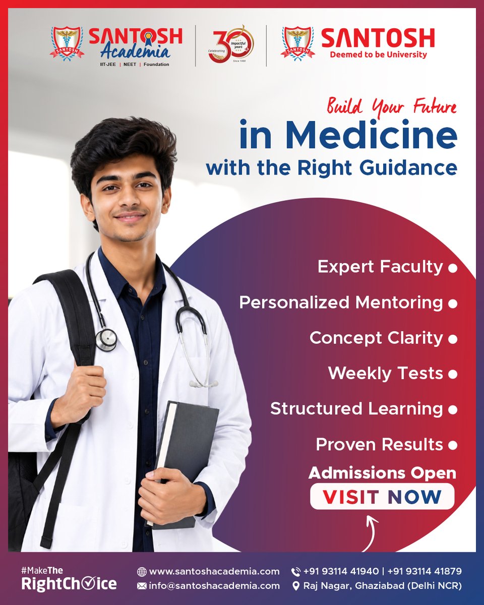 AcademiaSantosh's tweet photo. 🩺 Your dream of becoming a doctor deserves the right start!
Prepare for NEET with 𝐒𝐚𝐧𝐭𝐨𝐬𝐡 𝐀𝐜𝐚𝐝𝐞𝐦𝐢𝐚 through expert guidance, strong concepts, regular tests and personalized mentoring.
📞 93114 41940
#NEETPreparation #NEETCoaching #SantoshAcademia https://t.co/33bjIjTZdJ