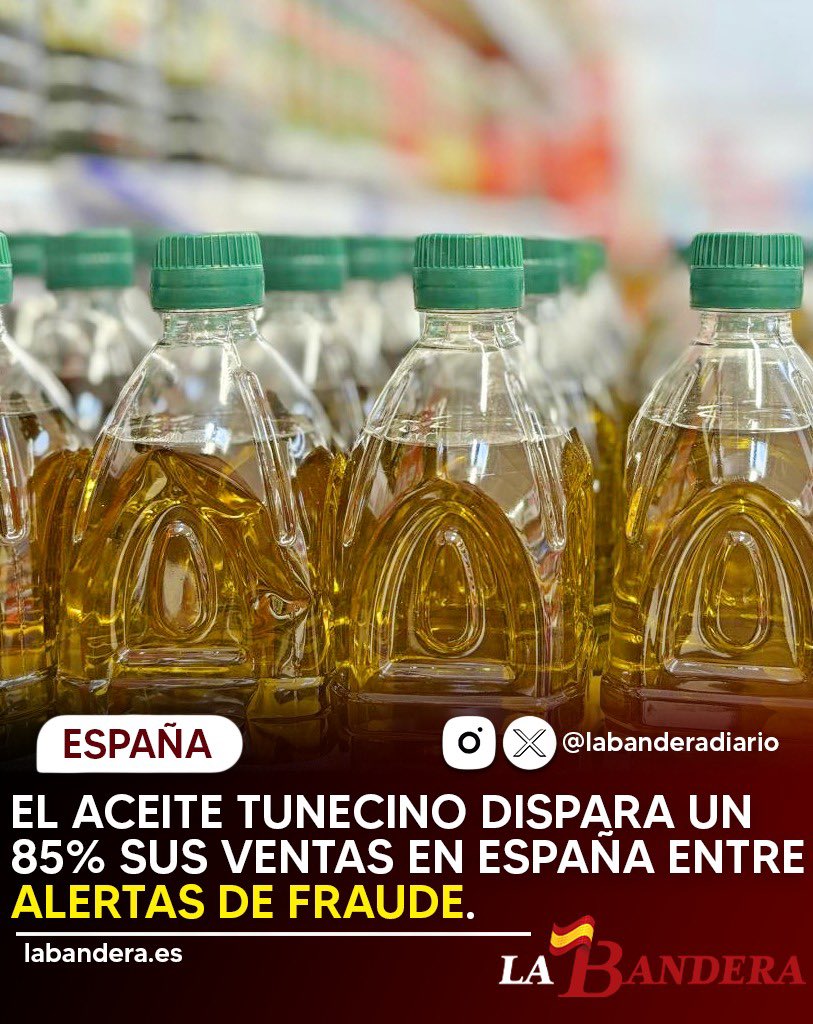 labanderaes's tweet photo. 🔴 COAG denuncia que el 87,5% del aceite importado de Túnez entra a granel y con arancel cero para ser mezclado y vendido bajo marcas comunitarias. 

Mientras Bruselas financia la modernización del campo tunecino y asfixia al productor nacional con exigencias fitosanitarias sin aplicar «cláusulas espejo», los olivareros alertan del abandono inminente de explotaciones en Andalucía y Extremadura ante una competencia desleal inasumible.