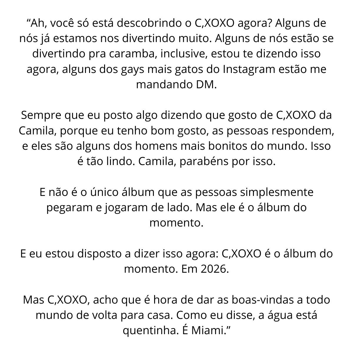 kccett's tweet photo. Matt Rogers, do podcast Las Culturistas, falou sobre o C,XOXO no último episódio. 

— "Não é o único álbum que as pessoas jogaram de lado, mas ele é o álbum do momento. E eu estou disposto a dizer isso agora: C,XOXO é o álbum do momento. Em 2026." https://t.co/pif3WP14Bu