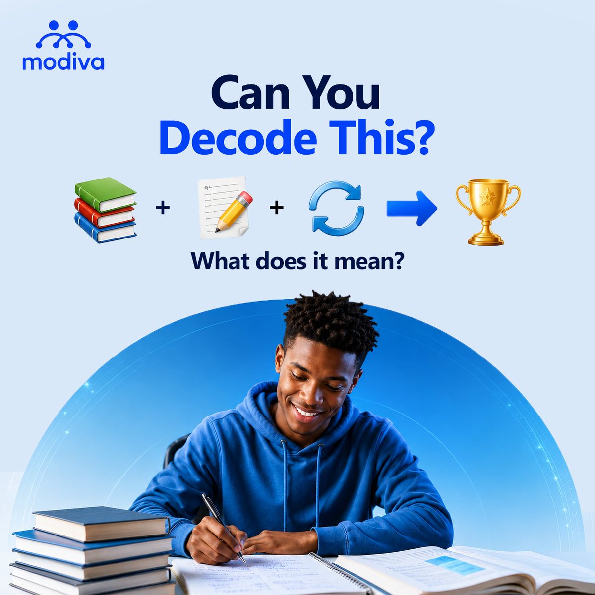 ModivaCommunity's tweet photo. A little Friday challenge for our certification learners! 😄
Can you figure out the study journey hiding in these emojis?
👇 Your answer?
#FridayChallenge #FridayFun #EducationGoals #LearningCommunity https://t.co/IwZjTYJQmG