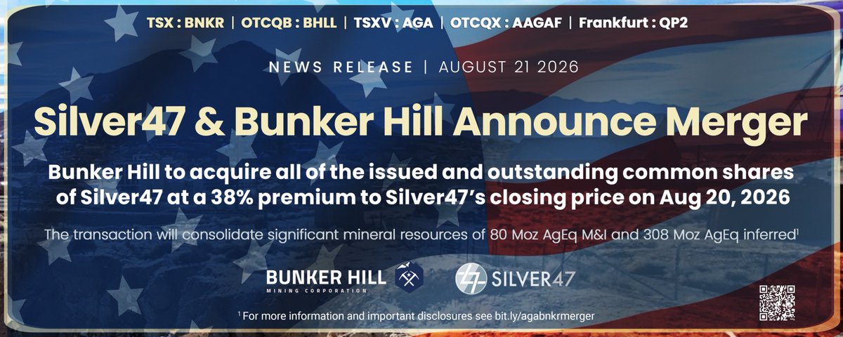 Bunker Hill and Silver47 Announce Merger