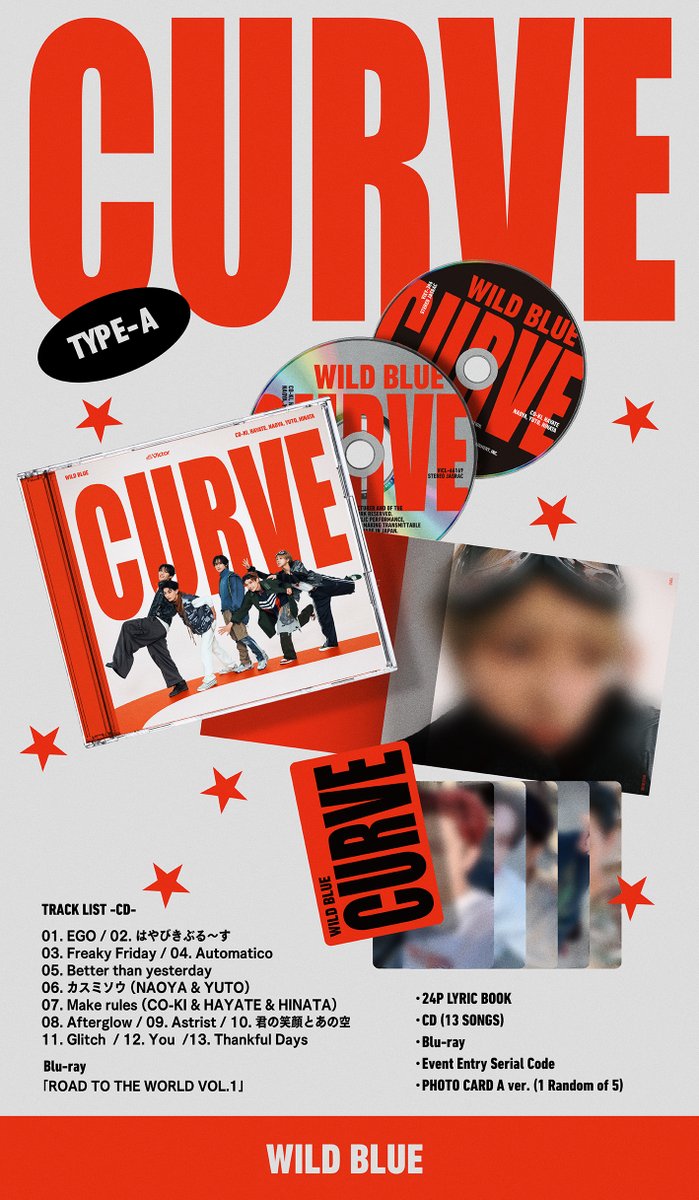 VictorMusic's tweet photo. /
𝗪𝗜𝗟𝗗 𝗕𝗟𝗨𝗘 𝟭𝗦𝗧 𝗔𝗟𝗨𝗕𝗨𝗠 ‘𝗖𝗨𝗥𝗩𝗘’
バックショット&トラックリスト公開
\

「EGO」と共に、リード曲となる楽曲「はやびきぶる～す」、更にWILD BLUE初のユニット曲など、個性豊かな新曲8曲が収録🎧
WILD BLUEの魅力が詰まったバックショットもチェックしてくださいね🌟

🔗 https://t.co/dEf6xh99YO

#WILDBLUE #WB_CURVE