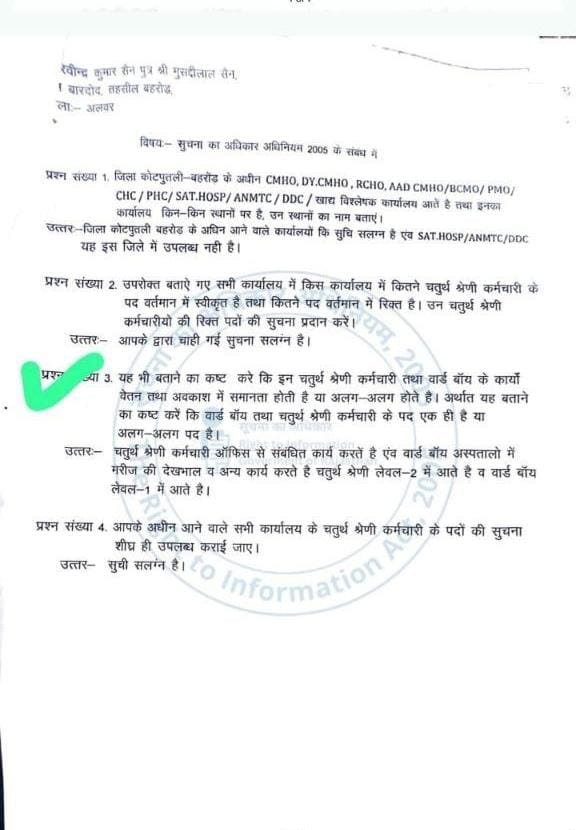 rohitjat1113's tweet photo. राजस्थान चतुर्थ श्रेणी भर्ती मे चिकित्सा विभाग में 4th ग्रेड पर नियुक्ति हुई, उसके बाद 4th ग्रेड को वार्ड बॉय बनाया गया और अब सफाई कर्मचारी बना दिया गया जबकि तीनो ही पद अलग अलग है, इस चमत्कार के लिए चिकित्सा विभाग का धन्यवाद🙏
@nhm_rajasthan 
@RajCMO 
@GajendraKhimsar https://t.co/g8VFSMtx3m