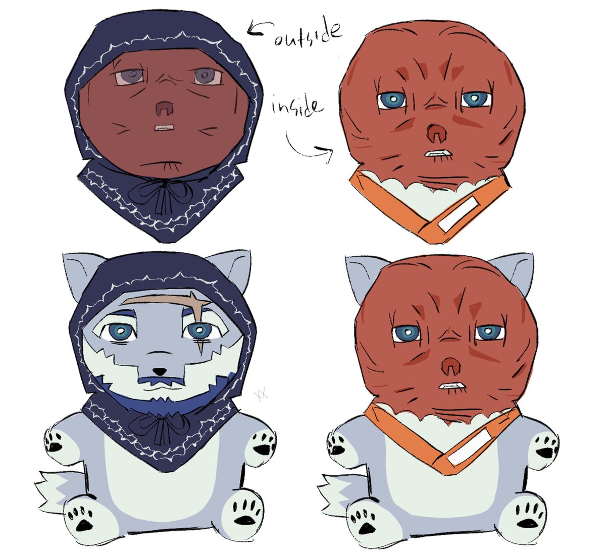 avriblues's tweet photo. wilk plush idea so you can also turn him into Noppera-Bou by turning his hood inside out https://t.co/pzBc4NbK12
