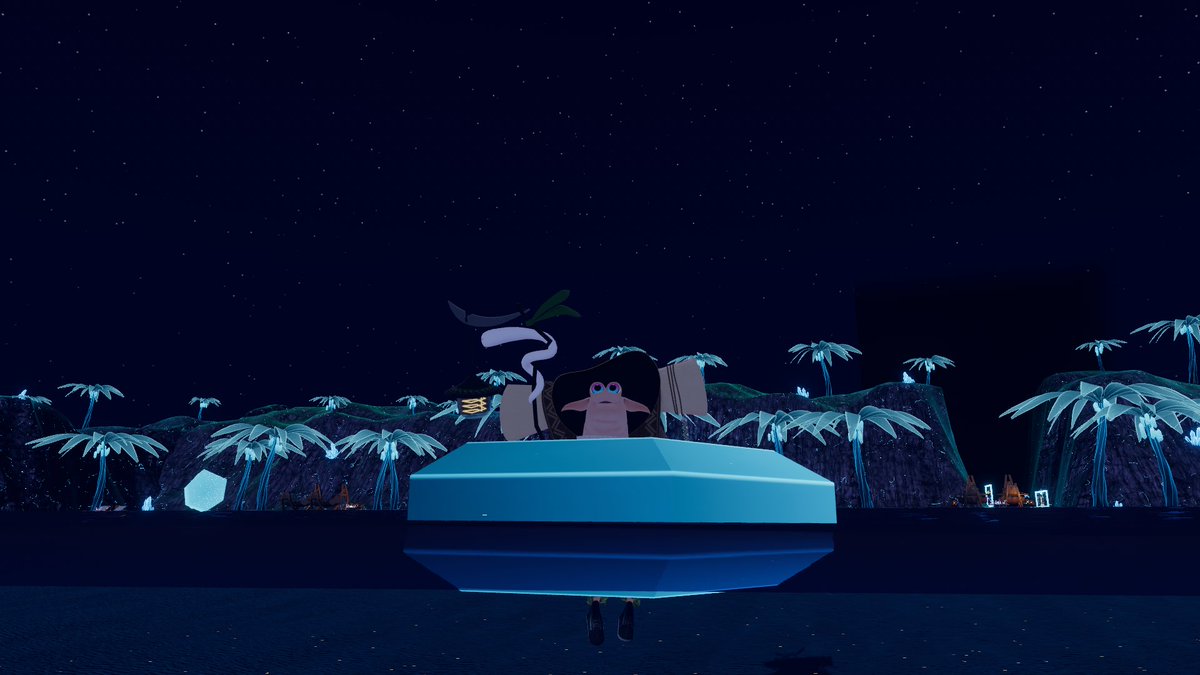 laffey0_0's tweet photo. クリスタルの光が照らす入り江でのんびり過ごすワールドです🏝️🌙
QVペンやミラーがあるほか、ハンモックや椅子にも座れます～！(案外判定ないワールド多いよね)
海で輝く浮き輪を装着すると、なんだか気分は星の海を漂う宇宙クラゲみたいでした🪼💫

Crystal Cove
#わみ旅VRC

https://t.co/PeorQe57NN https://t.co/Yv3TocvczS