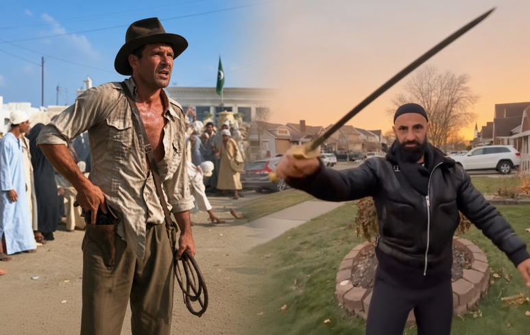 SaltyGoat17's tweet photo. So it appears that the Islamists in Dearborn are now threatening to use swords to intimidate American citizens

I'm guessing they've never seen Raiders of the Lost Ark?😂 https://t.co/diClWT6ekL