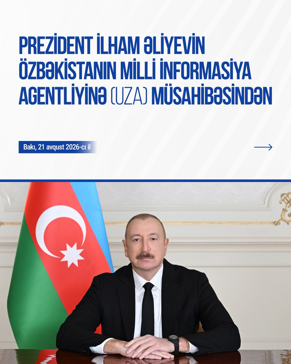 azpresident's tweet photo. Prezident İlham Əliyev Özbəkistanın Milli İnformasiya Agentliyinə (UzA) müsahibə verib.

https://t.co/7z2F5RaX9D https://t.co/5BzI7sPVdv