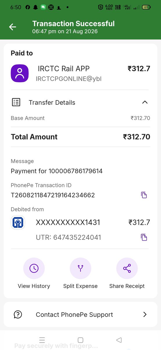 SumanKumarMala6's tweet photo. नमस्ते @RailMinIndia @IRCTCofficial 
 मैंने IRCTC से टिकट बुक किया था, टिकट बुक नहीं हुआ जबकि मेरे खाते से पैसे कट गए हैं। अभी तक Refund नहीं आया है, कृपया सहायता करें।🙏
 #IRCTC #Refund #IndianRailways @AshwiniVaishnaw 

-- https://t.co/HLtlQUqxyb