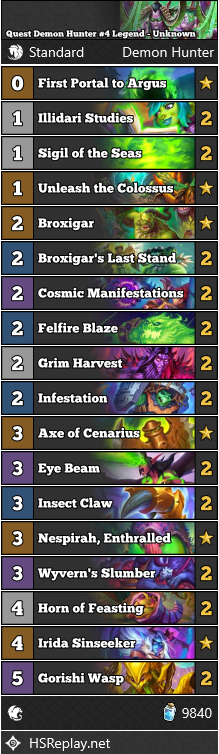 neon31HS's tweet photo. [STANDARD] Check out this Quest Demon Hunter that has reached #4 Legend.

Score: 21-12

▼ Deck Code and more:
https://t.co/LMA4nA5HWt

#StandardHS #Hearthstone https://t.co/GWsJuTQL2F