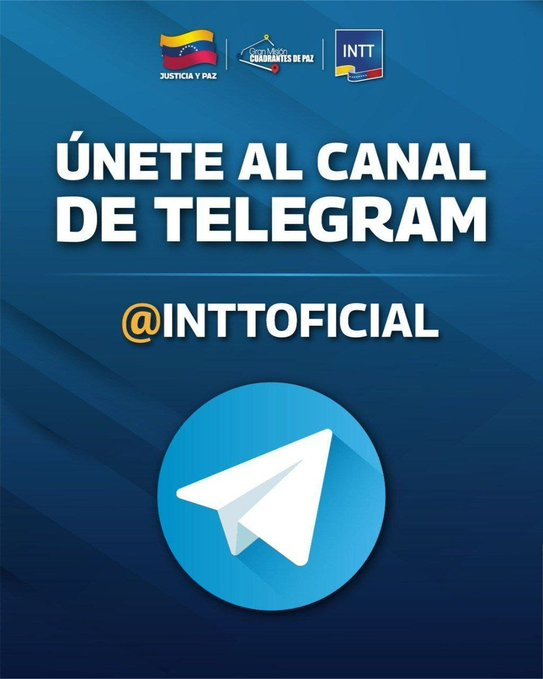 InttContigo's tweet photo. El INTT invita a mantenerse informado sobre trámites y servicios de transporte a través de su canal oficial de Telegram.
 
Únete aquí: https://t.co/Mqp2Ay1yiP https://t.co/Yr1arkiLQQ
